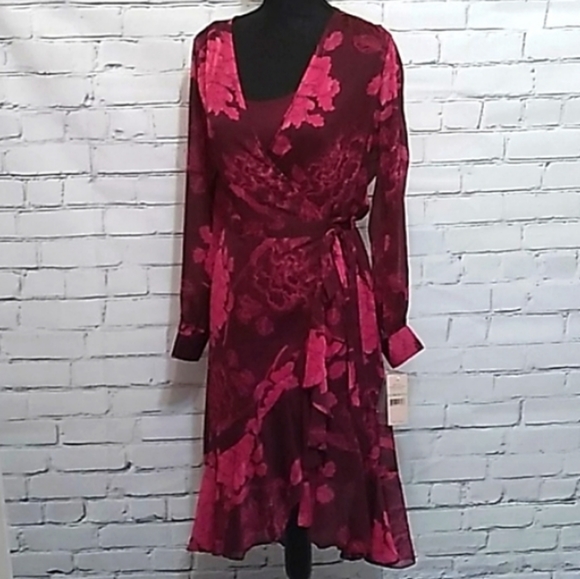 Nanette Lepore Dresses & Skirts - LS Mulberry Chiffon Overlay WrapDress Gypsy Rose